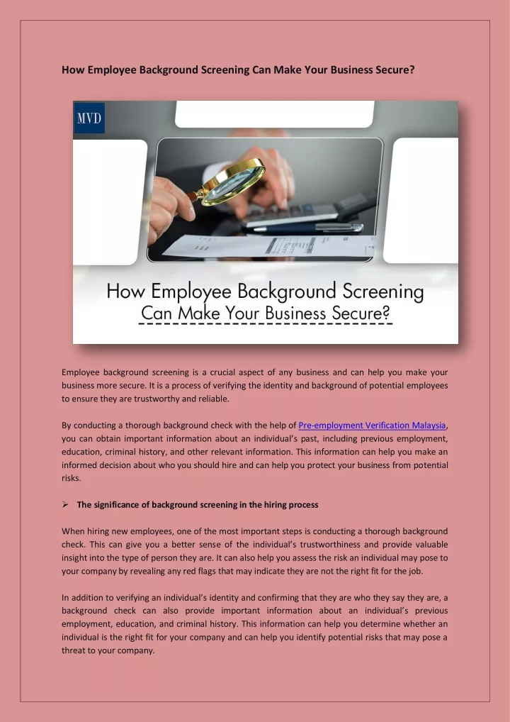 how employee background screening can make your