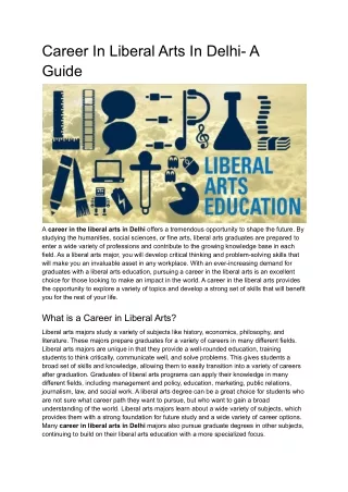 Career In Liberal Arts In Delhi- A Guide