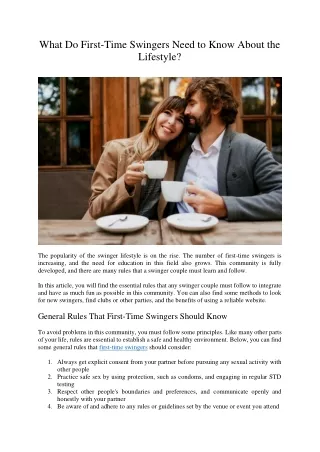 what do first time swingers need to know about