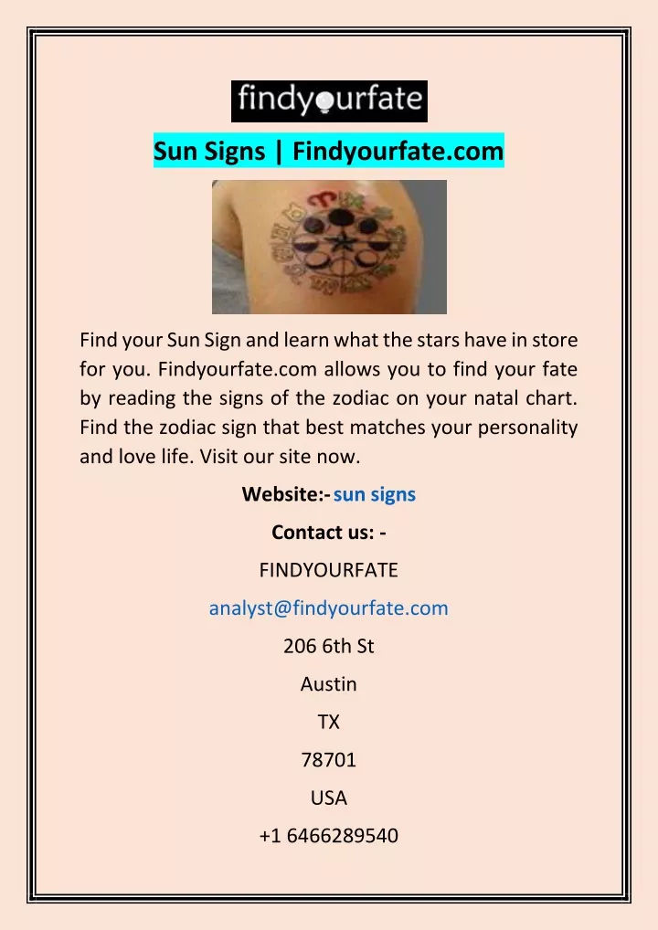 sun signs findyourfate com