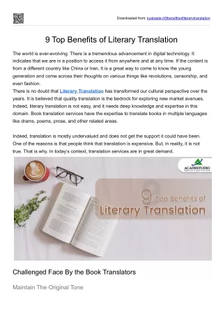 9 Top Benefits of Literary Translation