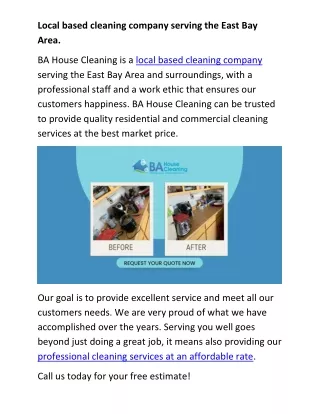 BA House Cleaning  Apartment Cleaning Oakland CA