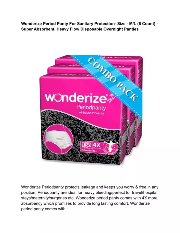 wonderize period panty for sanitary protection
