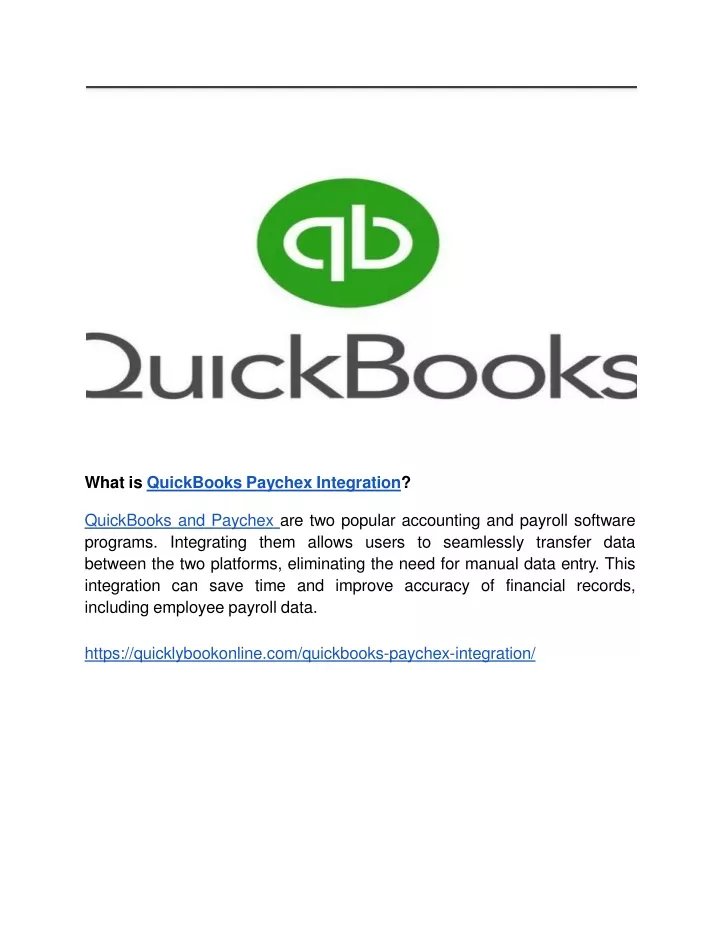 what is quickbooks paychex integration quickbooks