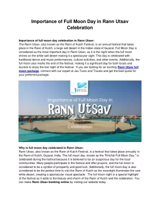 Importance of Full Moon Day in Rann Utsav Celebration