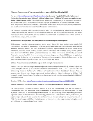ethernet connector and transformer industry worth