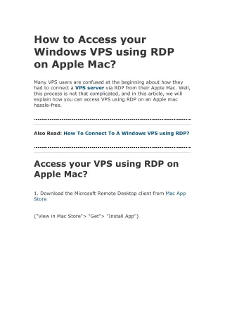 how to access your windows vps using rdp on apple