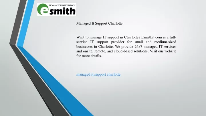 managed it support charlotte want to manage
