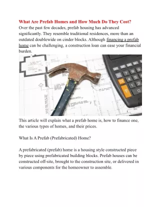 what are prefab homes and how much do they cost