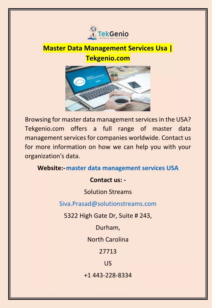 master data management services usa tekgenio com