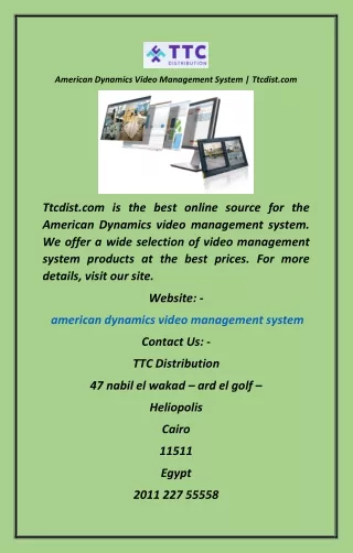 American Dynamics Video Management System  Ttcdist