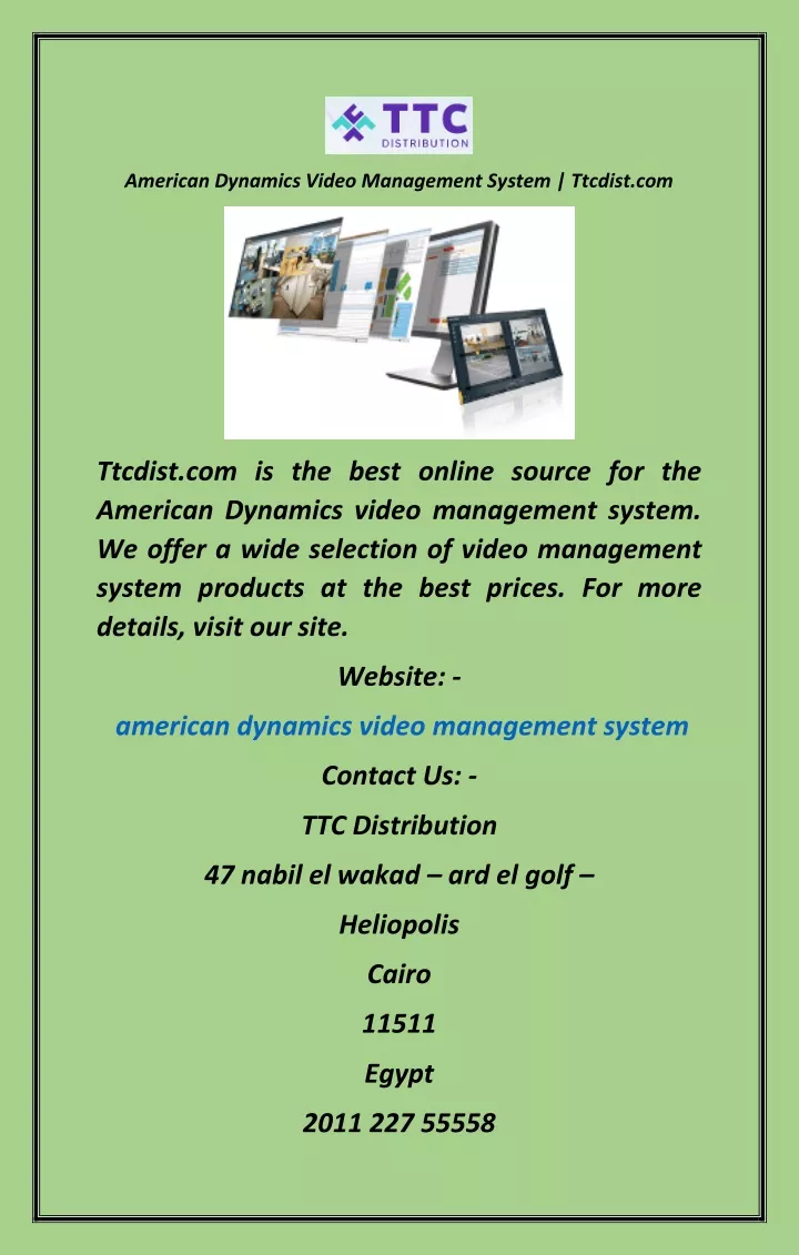 american dynamics video management system ttcdist