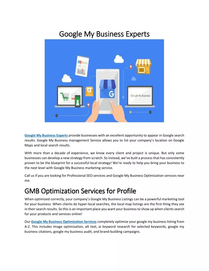 google my business experts google my business