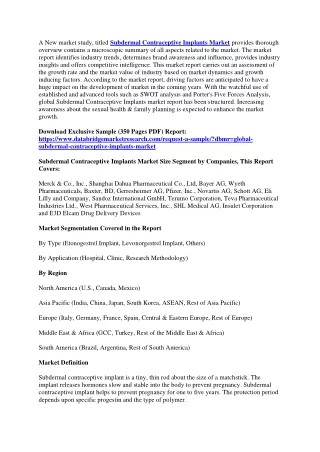 a new market study titled subdermal contraceptive