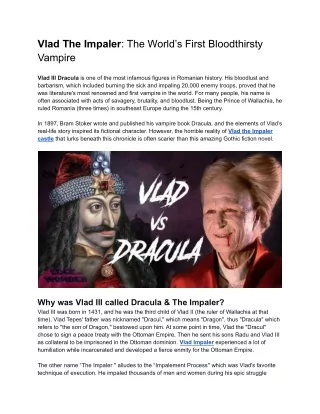 Vlad The Impaler_ The World’s First Bloodthirsty Vampire