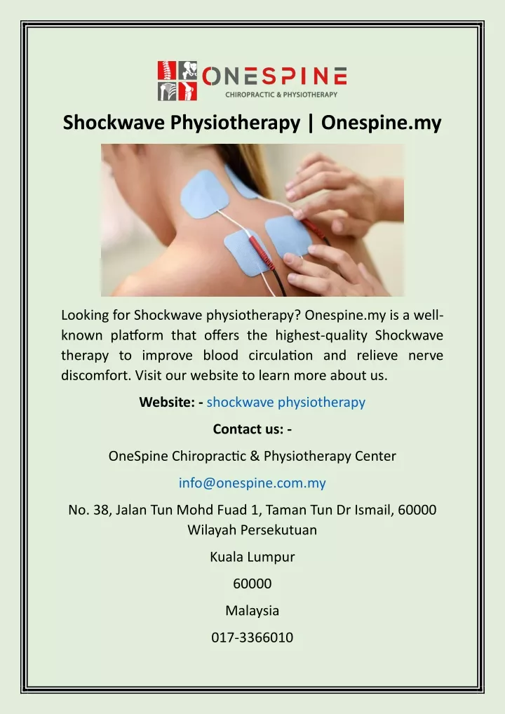 shockwave physiotherapy onespine my