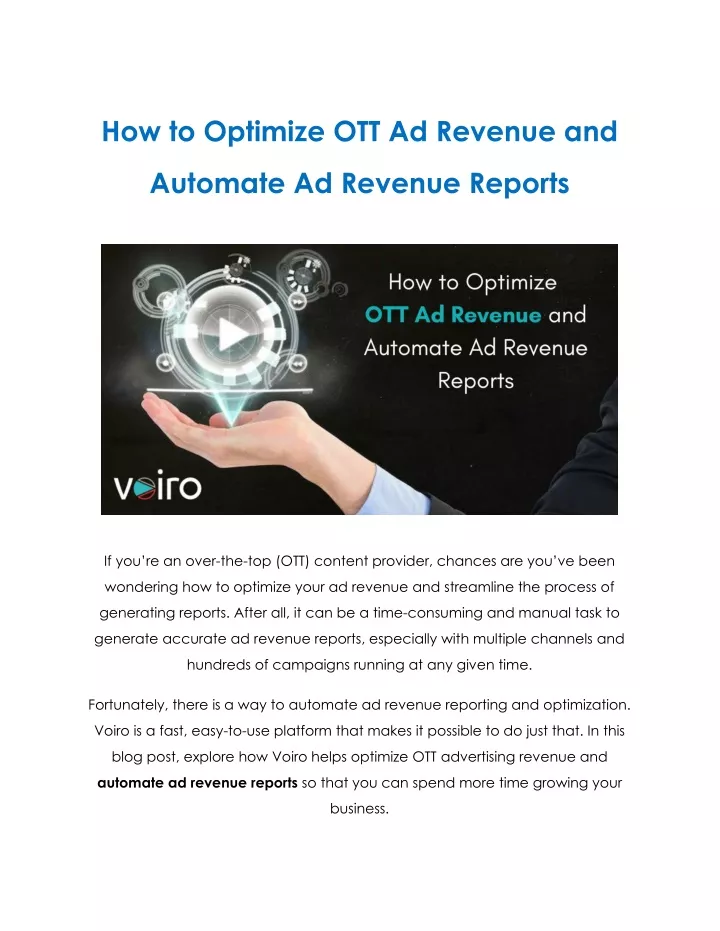 how to optimize ott ad revenue and