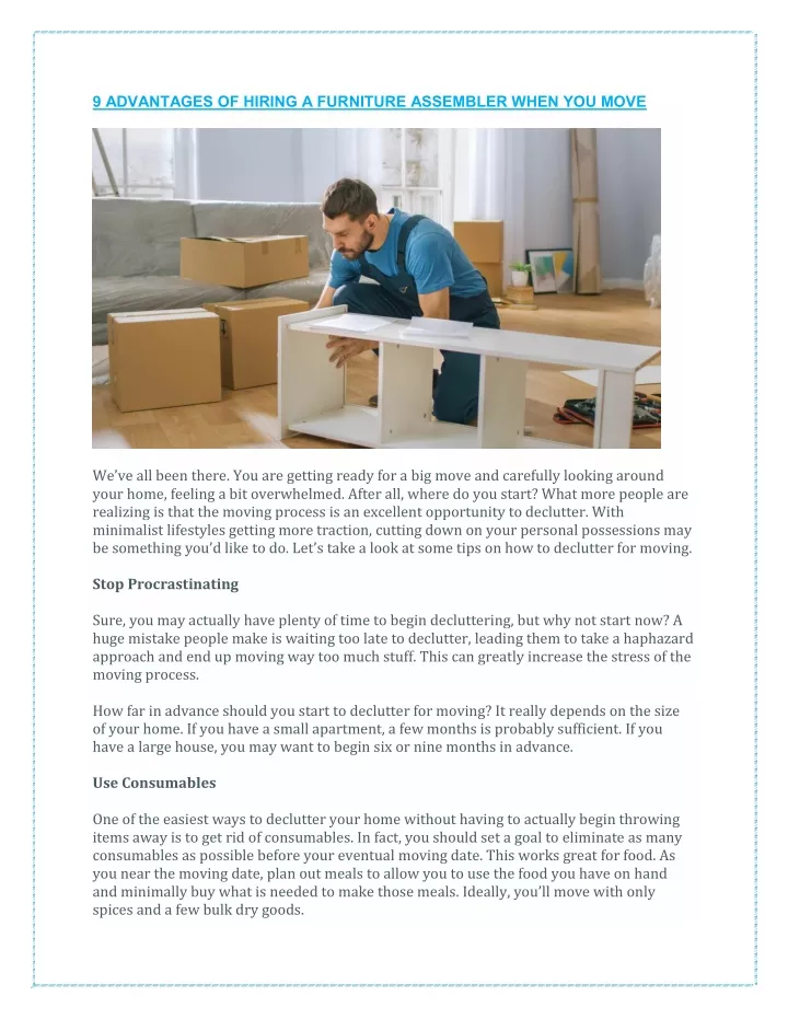 9 advantages of hiring a furniture assembler when