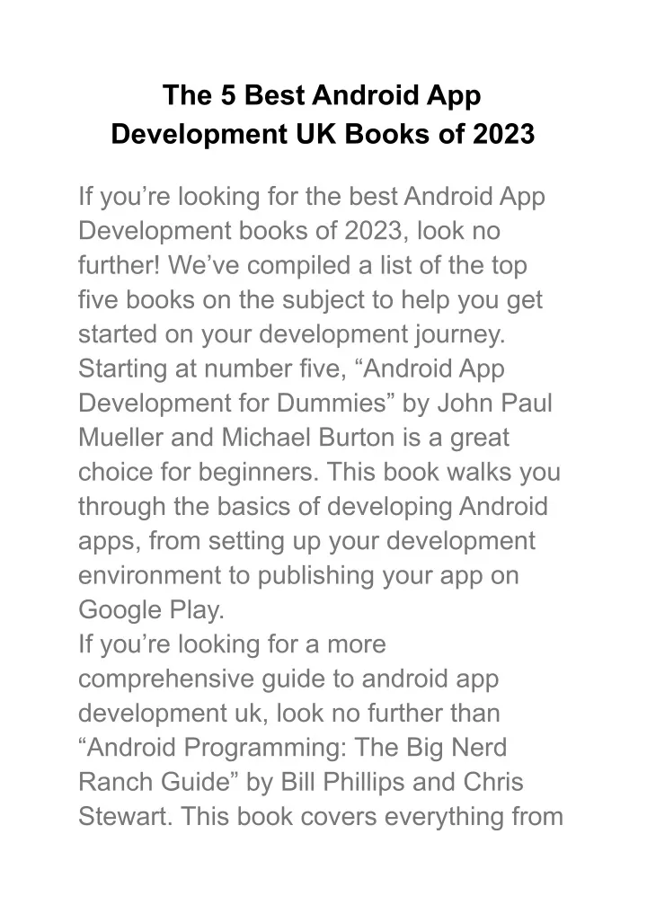 the 5 best android app development uk books