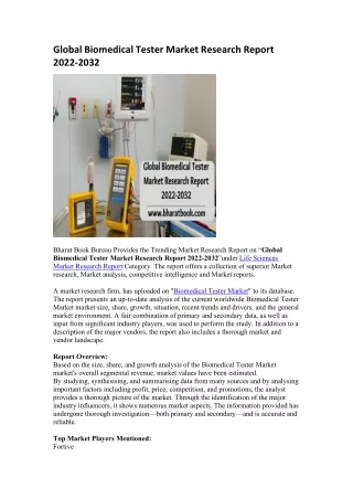 global biomedical tester market research report