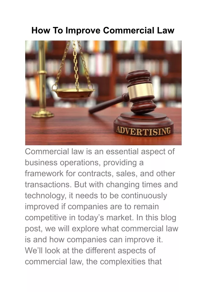 how to improve commercial law