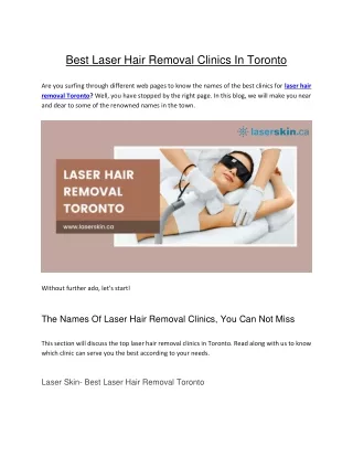 Best Laser Hair Removal Clinics In Toronto