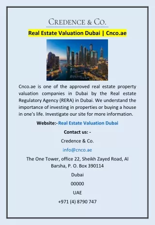 Real Estate Valuation Dubai | Cnco.ae