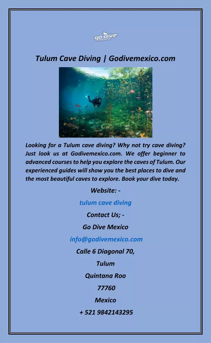 tulum cave diving godivemexico com