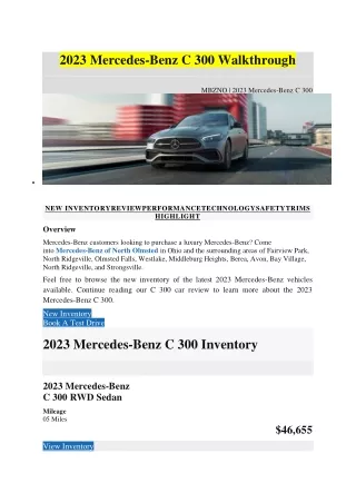 2023 Mercedes-Benz C 300 Walkthrough
