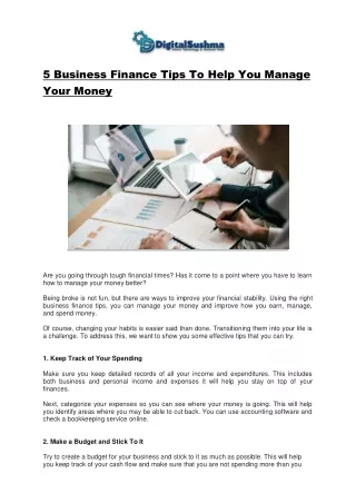 5 Business Finance Tips To Help You Manage Your Money