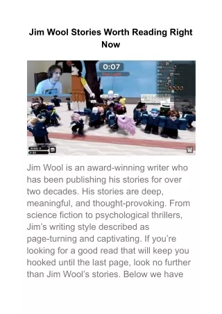 jim wool stories worth reading right now