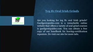 Teg B1 Oral Irish Grinds | Gaeilgeoirguides.com