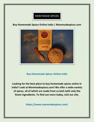 Buy Homemade Spices Online India | Mommadespices.com