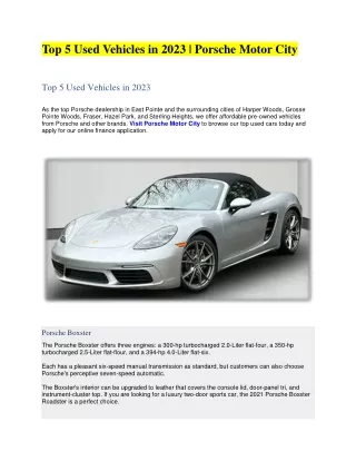 top 5 used vehicles in 2023 porsche motor city