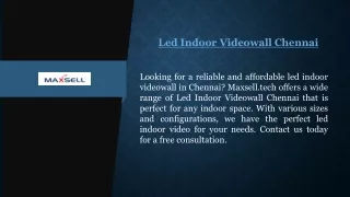 Led Indoor Videowall Chennai | Maxsell.tech