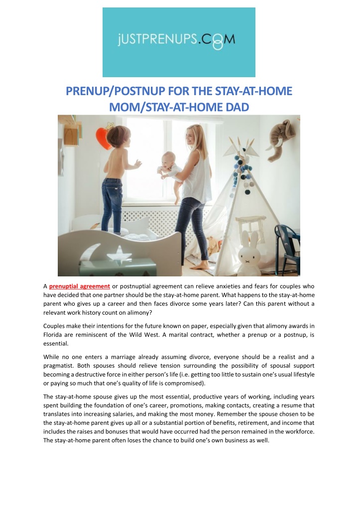 prenup postnup for the stay at home mom stay