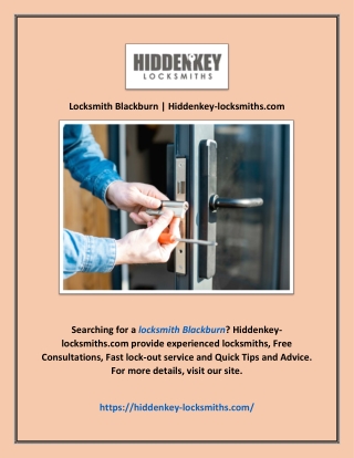 Locksmith Blackburn | Hiddenkey-locksmiths.com