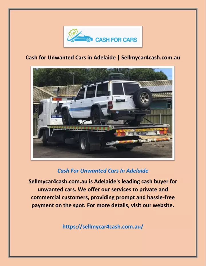 cash for unwanted cars in adelaide sellmycar4cash