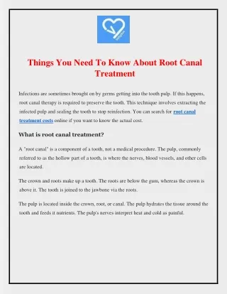 Things You Need To Know About Root Canal Treatment