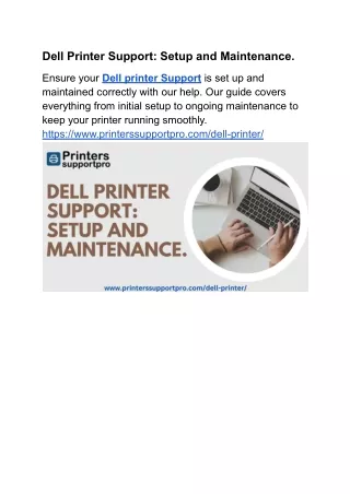 Dell Printer Support: Setup and Maintenance.