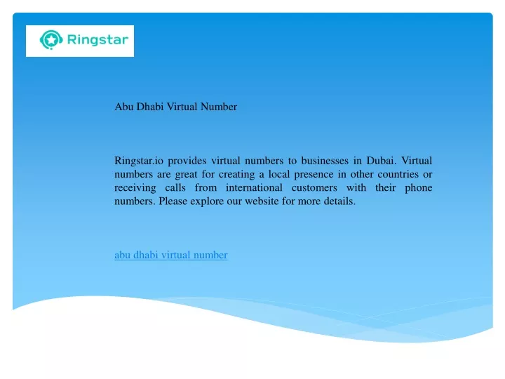 abu dhabi virtual number ringstar io provides