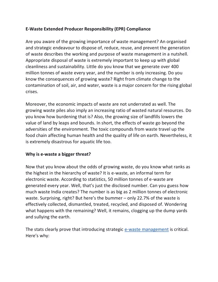 e waste extended producer responsibility