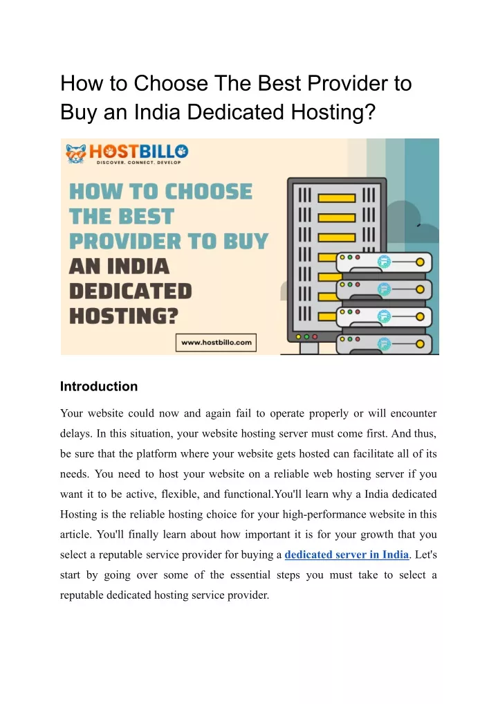 how to choose the best provider to buy an india