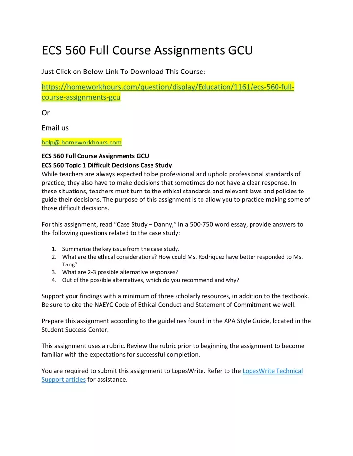 ecs 560 full course assignments gcu