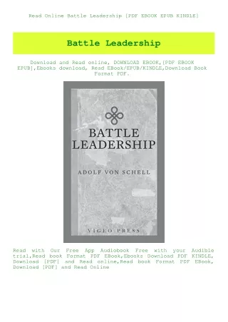 Read Online Battle Leadership [PDF EBOOK EPUB KINDLE]