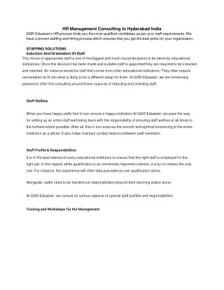 HR Management Consulting In Hyderabad India