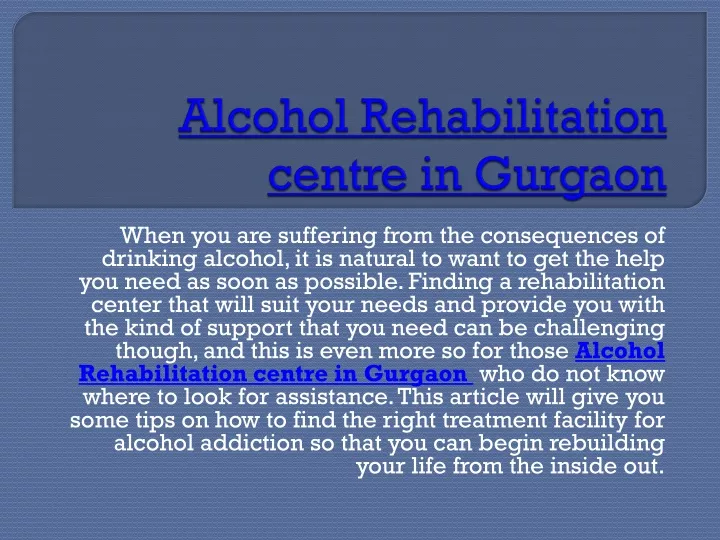 alcohol rehabilitation centre in gurgaon