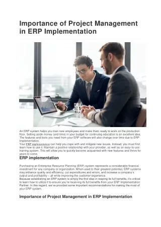 Importance of Project Management in ERP Implementation
