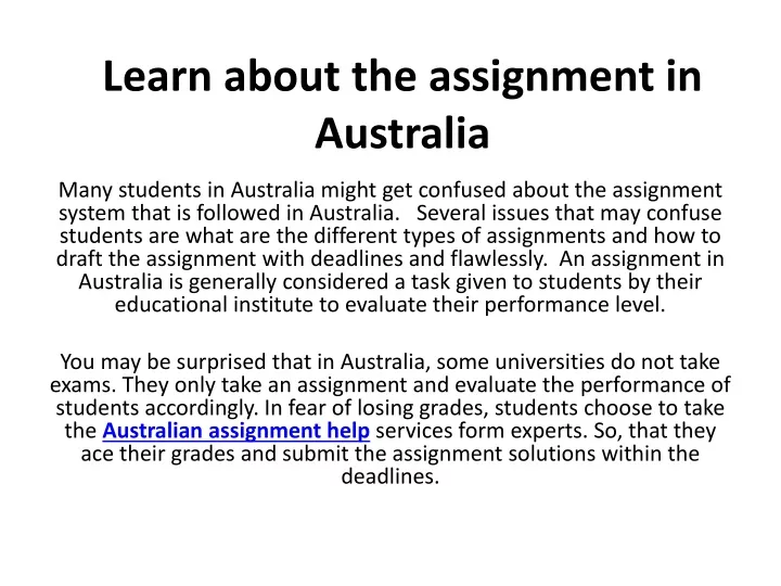 assignment about australia