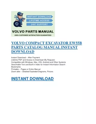 VOLVO COMPACT EXCAVATOR EW55B PARTS CATALOG MANUAL INSTANT DOWNLOAD